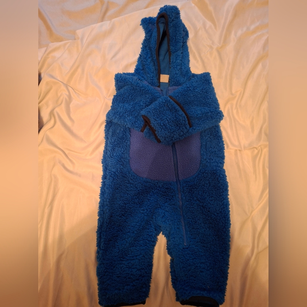 Cozy Blue Fleece Hooded Onesie